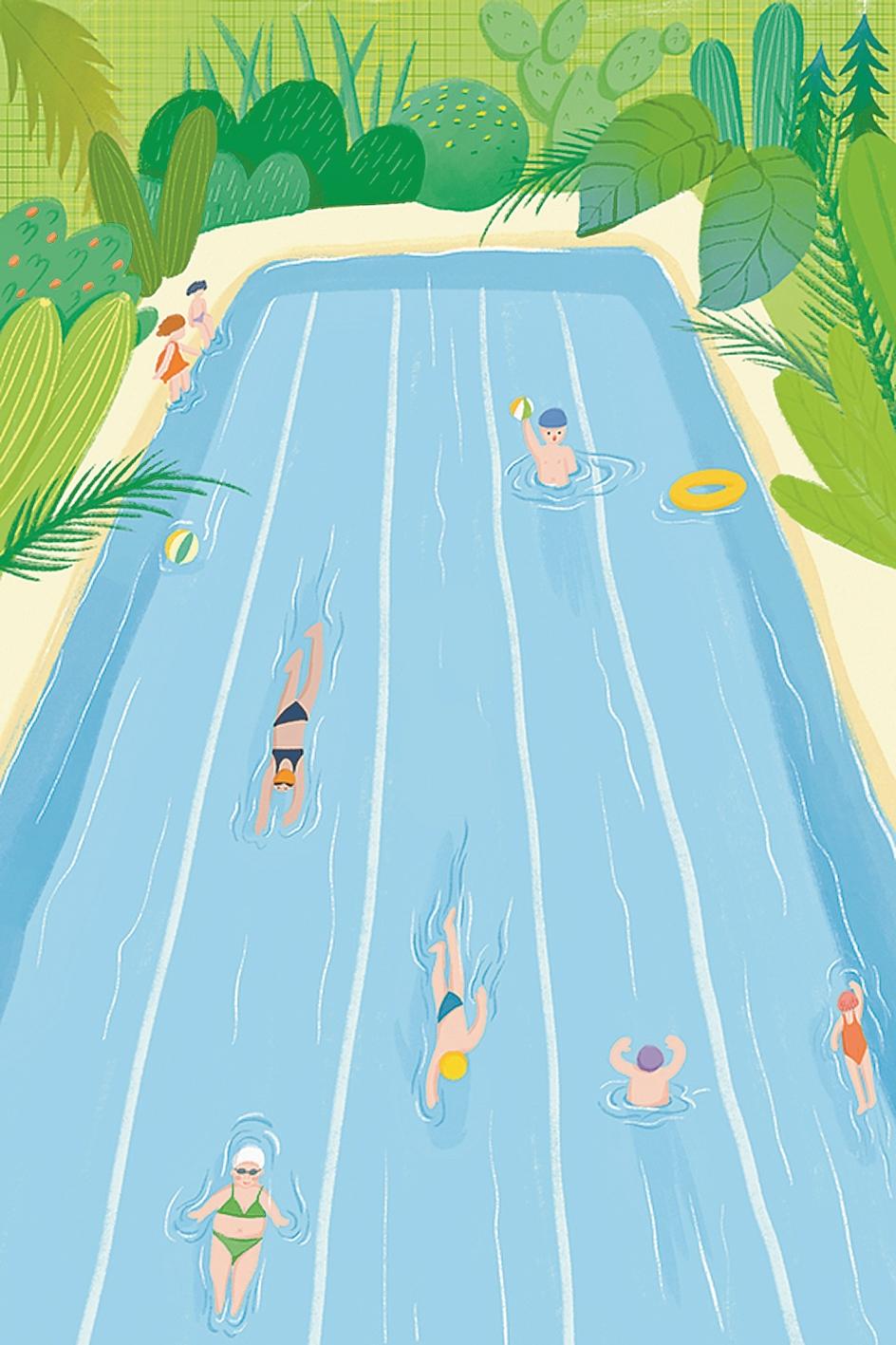 夏日泳池蓝